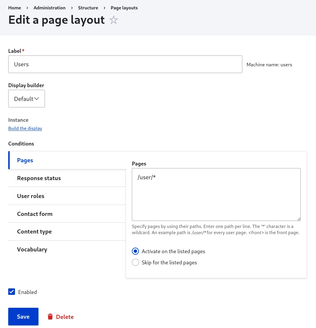Edit page layout