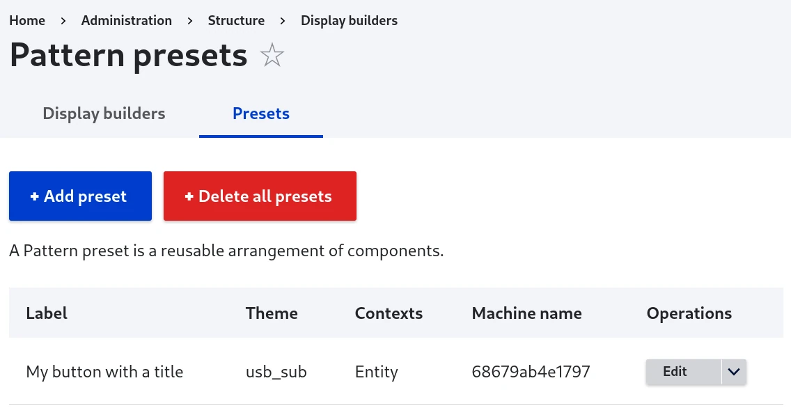 Presets management